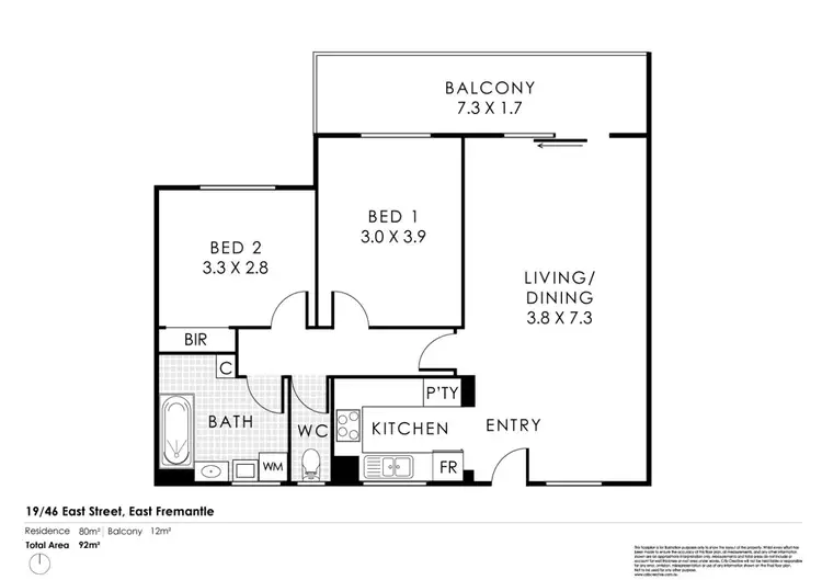 Floorplan of Homely apartment listing, 19/46 East Street, East Fremantle WA 6158