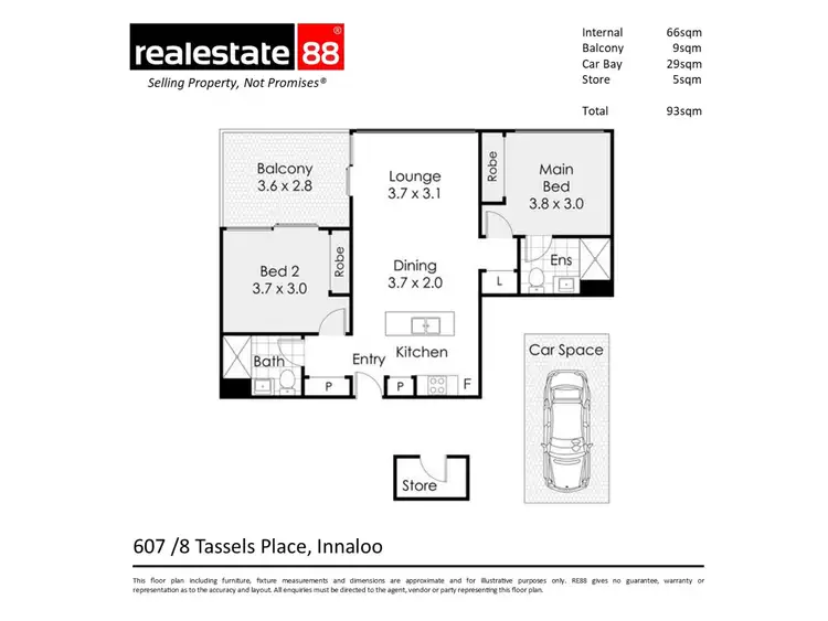 Floorplan of Homely apartment listing, 607/8 Tassels Place, Innaloo WA 6018