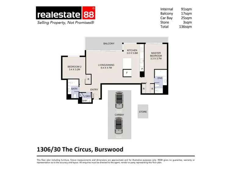 Floorplan of Homely apartment listing, 1306/30 The Circus, Burswood WA 6100