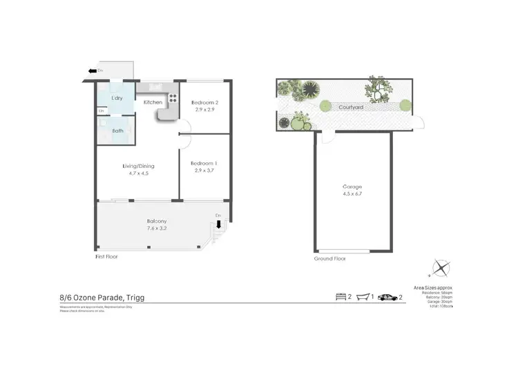 Floorplan of Homely unit listing, 8/6 Ozone Parade, Trigg WA 6029