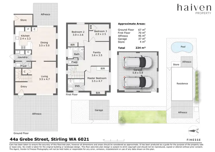 Floorplan of Homely unit listing, 44A Grebe Street, Stirling WA 6021
