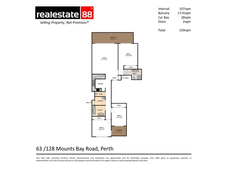 Floorplan of Homely apartment listing, 63/128 Mounts Bay Road, Perth WA 6000