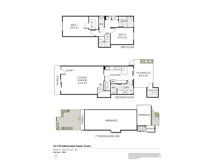 Floorplan of Homely townhouse listing, 16/170 Labouchere Road, Como WA 6152