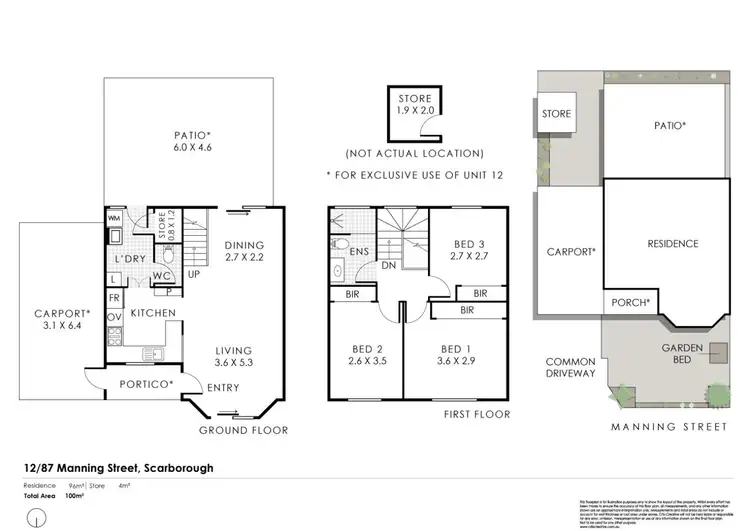 Floorplan of Homely townhouse listing, 12/87 Manning Street, Scarborough WA 6019
