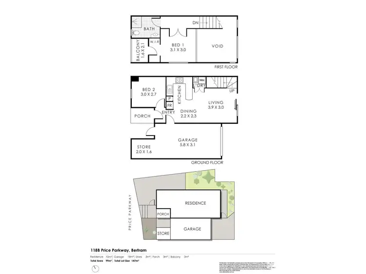 Floorplan of Homely townhouse listing, 118B Price Parkway, Bertram WA 6167