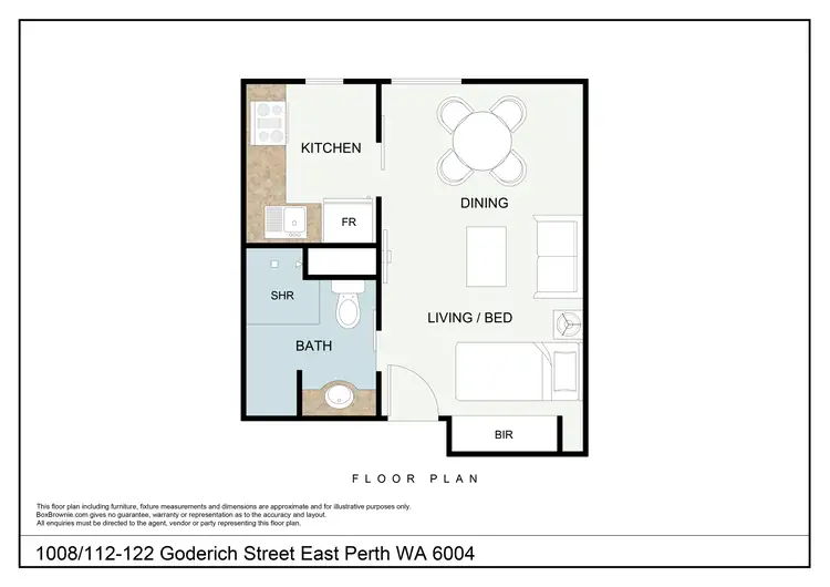 Floorplan of Homely unit listing, 1008/112-122 Goderich Street, East Perth WA 6004