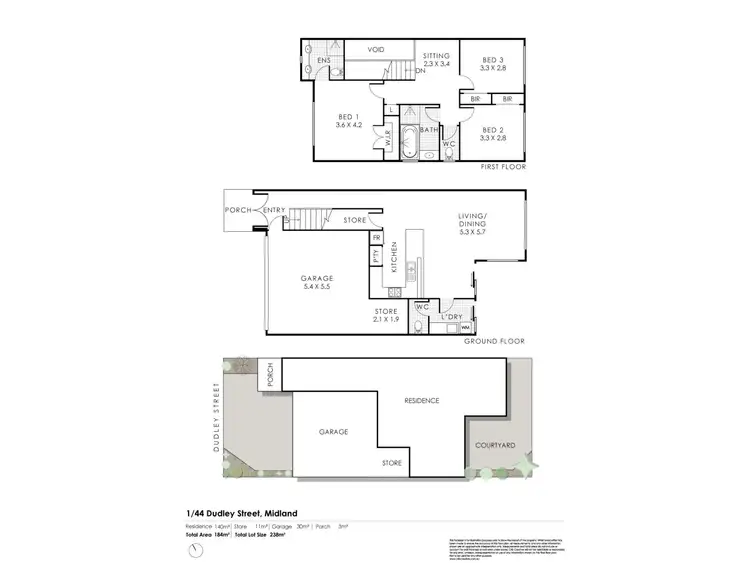 Floorplan of Homely townhouse listing, 1/44 Dudley Street, Midland WA 6056