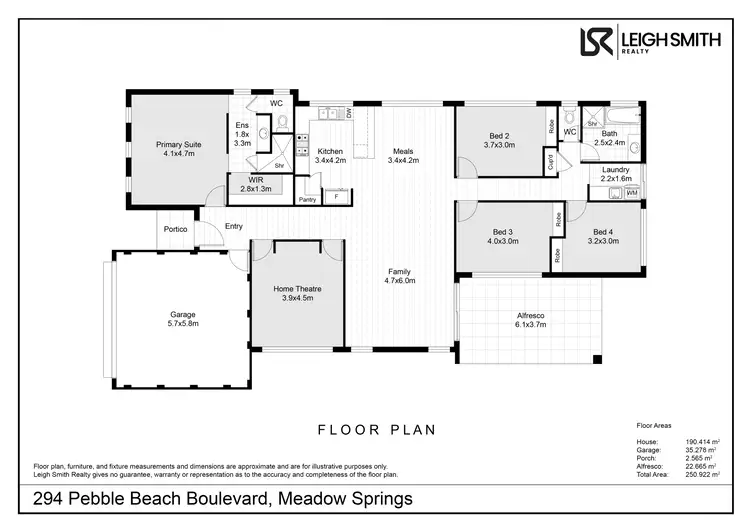Floorplan of Homely house listing, 294 Pebble Beach Boulevard, Meadow Springs WA 6210