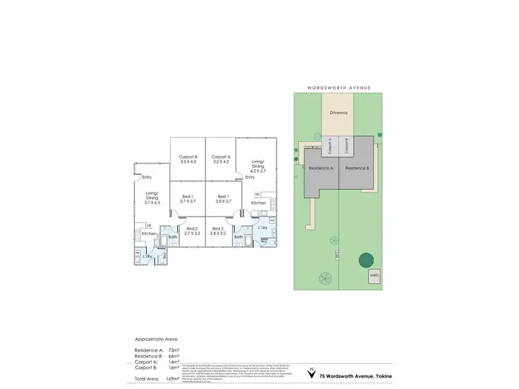 Floorplan of Homely semi-detached listing, 75 Wordsworth Avenue, Yokine WA 6060