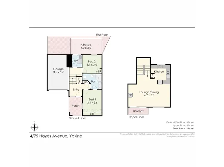 Floorplan of Homely townhouse listing, 4/79 Hayes Avenue, Yokine WA 6060