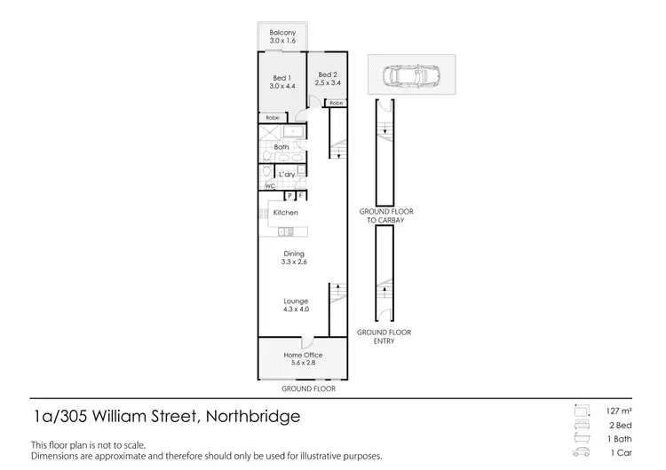 Floorplan of Homely townhouse listing, 1A/305 William  Street, Northbridge WA 6003