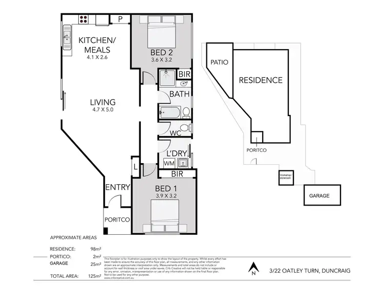 Floorplan of Homely villa listing, 3/22 Oatley Turn, Duncraig WA 6023
