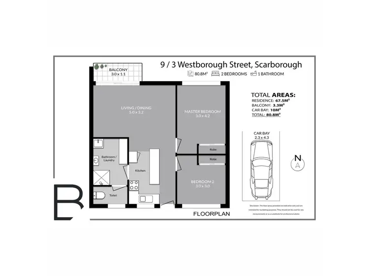 Floorplan of Homely unit listing, 9/3 Westborough Street, Scarborough WA 6019