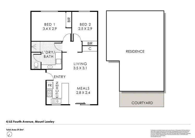 Floorplan of Homely unit listing, 4/65 Fourth Avenue, Mount Lawley WA 6050
