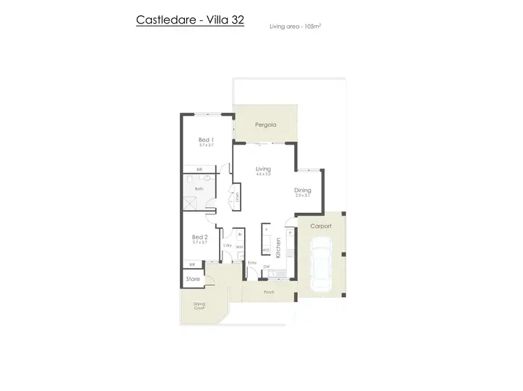 Floorplan of Homely retirement listing, 32/108 Fern Road, Wilson WA 6107
