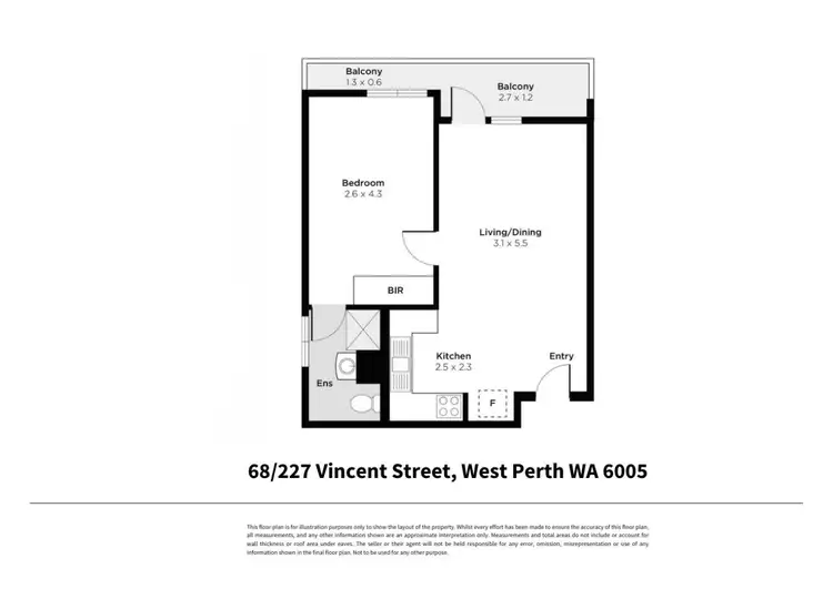 Floorplan of Homely apartment listing, 68/227 Vincent Street, West Perth WA 6005