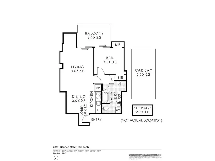 Floorplan of Homely apartment listing, 32/11 Bennett St, East Perth WA 6004