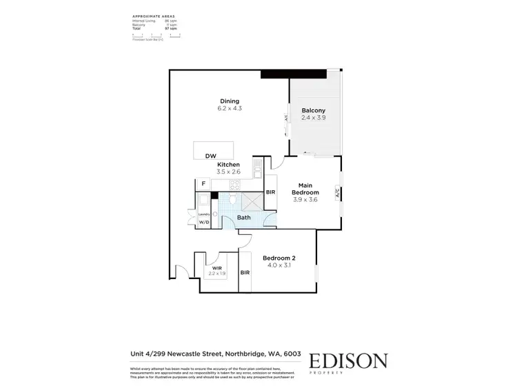 Floorplan of Homely apartment listing, 4/299 Newcastle Street, Northbridge WA 6003