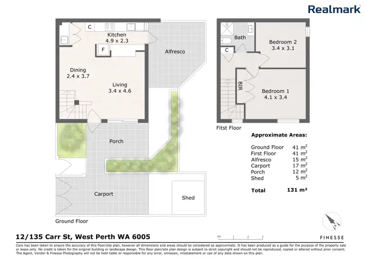 Floorplan of Homely townhouse listing, 12/135 Carr Street, West Perth WA 6005