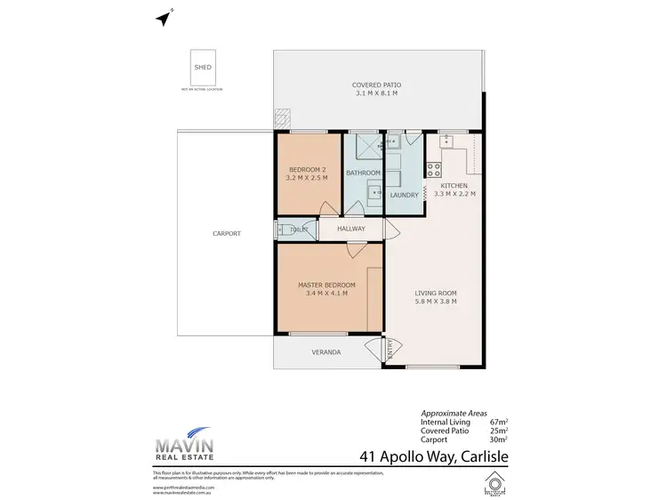 Floorplan of Homely semi-detached listing, 41 Apollo Way, Carlisle WA 6101