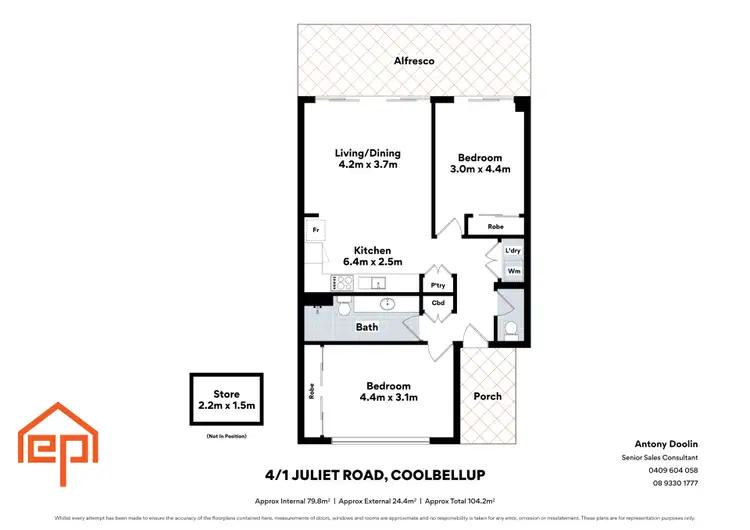Floorplan of Homely unit listing, 4/1 Juliet Road, Coolbellup WA 6163