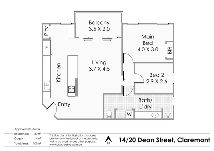 Floorplan of Homely apartment listing, 14/20 Dean Street, Claremont WA 6010