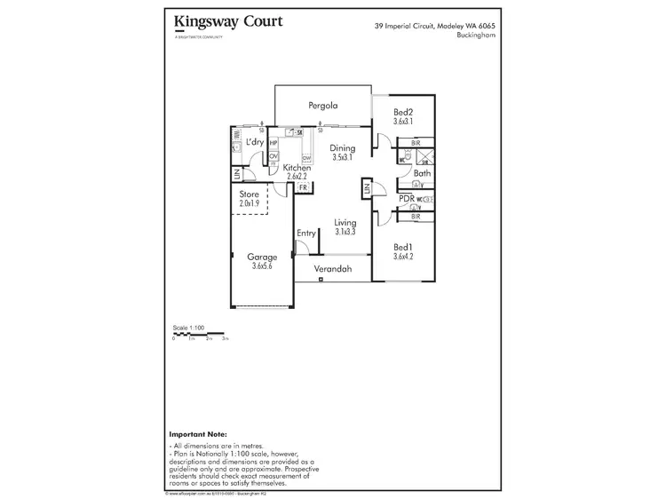 Floorplan of Homely retirement listing, 39 Imperial Circuit, Madeley WA 6065