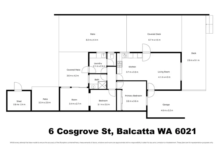 Floorplan of Homely semi-detached listing, 6 Cosgrove Street, Balcatta WA 6021