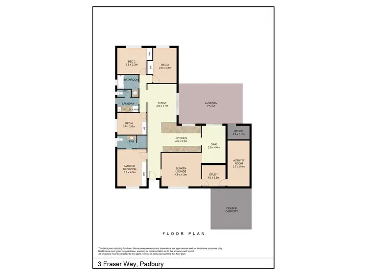 Floorplan of Homely house listing, 3 Fraser Way, Padbury WA 6025