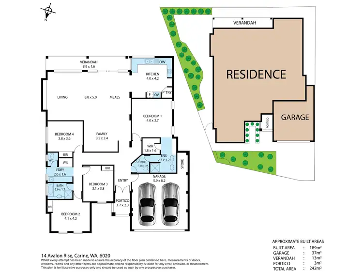 Floorplan of Homely house listing, 14 Avalon Rise, Carine WA 6020