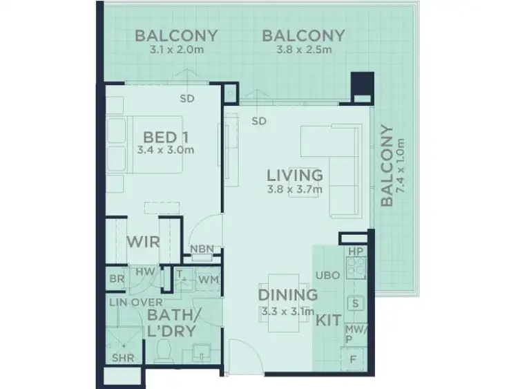 Floorplan of Homely apartment listing, 1507/63 Adelaide Terrace, East Perth WA 6004