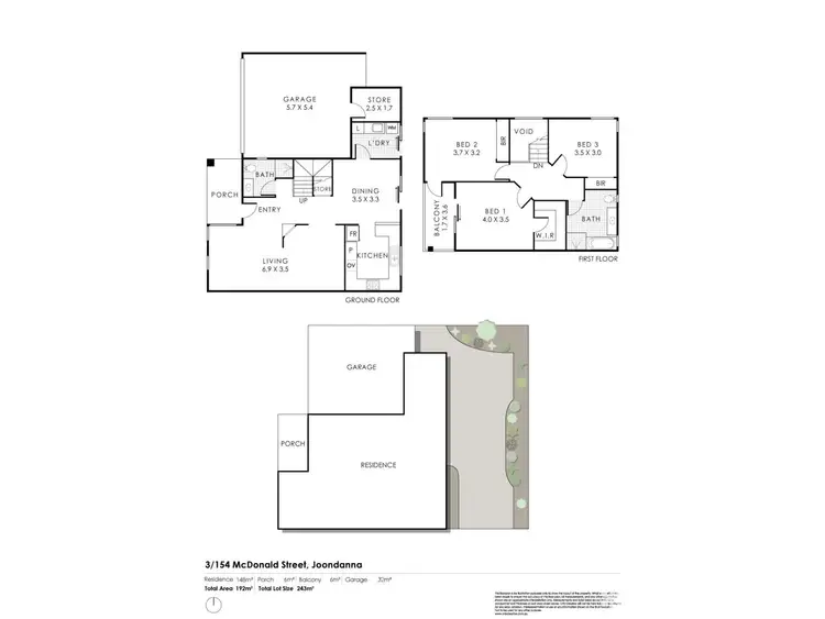 Floorplan of Homely townhouse listing, 3/154 McDonald Street, Joondanna WA 6060