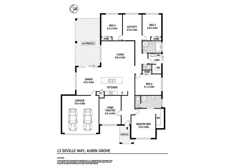 Floorplan of Homely house listing, 13 Seville Way, Aubin Grove WA 6164
