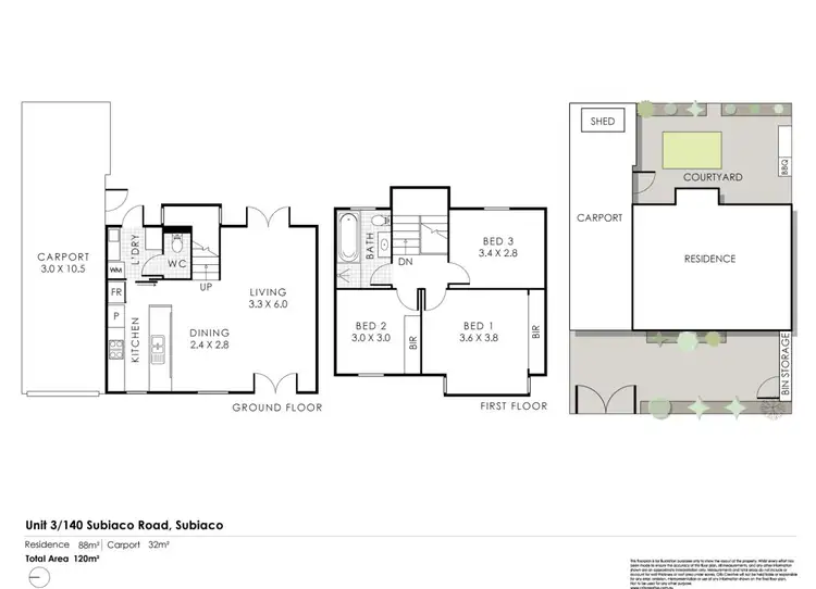 Floorplan of Homely townhouse listing, 3/140 Subiaco Road, Subiaco WA 6008