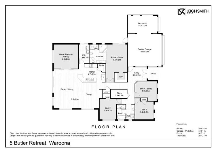 Floorplan of Homely house listing, 5 Butler Retreat, Waroona WA 6215