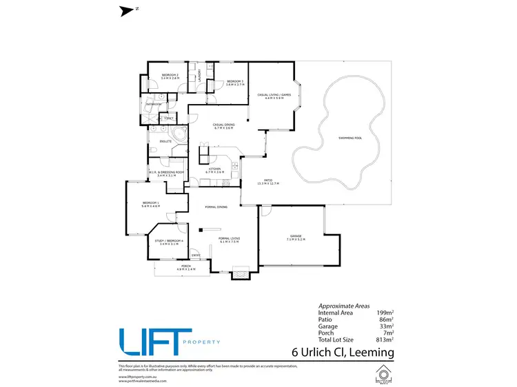 Floorplan of Homely house listing, 6 Urlich Cl, Leeming WA 6149