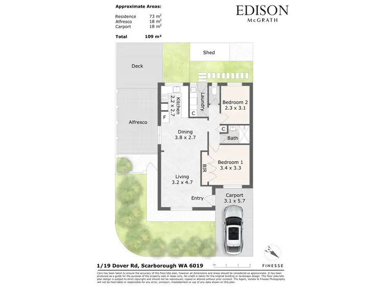 Floorplan of Homely villa listing, 1/19 Dover Road, Scarborough WA 6019