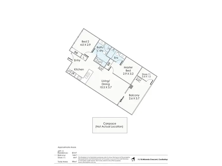 Floorplan of Homely apartment listing, 11, 18 Miranda Crescent, Coolbellup WA 6163