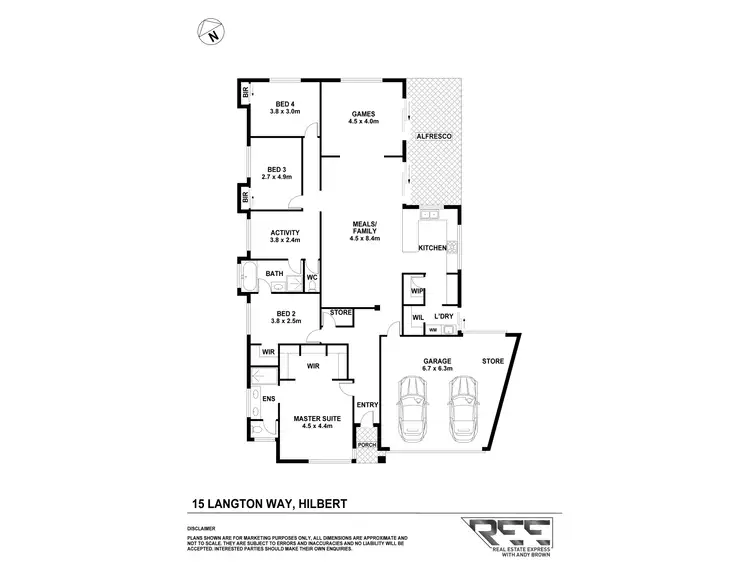 Floorplan of Homely house listing, 15 Langton Way, Hilbert WA 6112