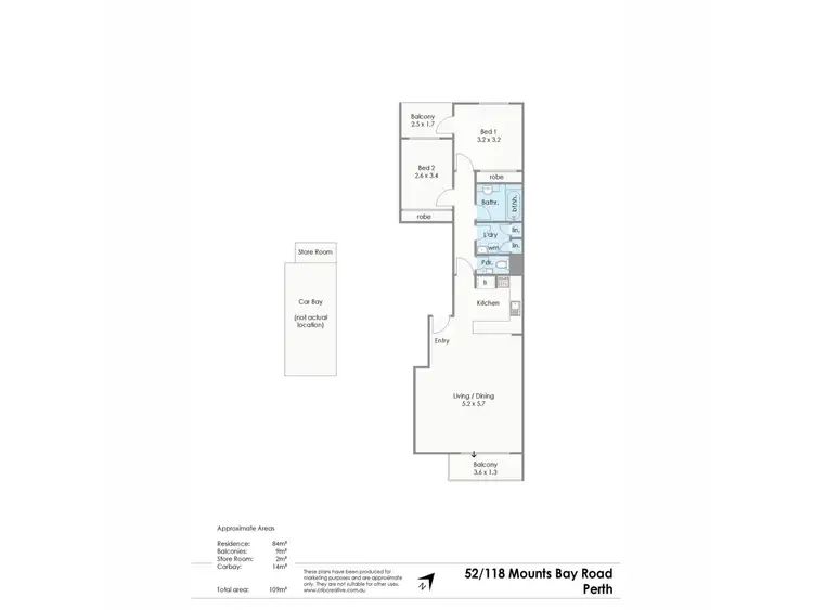 Floorplan of Homely apartment listing, 52/118 Mounts Bay Road, Perth WA 6000