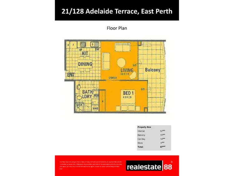 Floorplan of Homely apartment listing, 21/128 Adelaide Terrace, East Perth WA 6004
