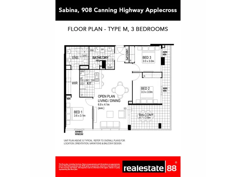 Floorplan of Homely apartment listing, 2705/908 Canning Highway, Applecross WA 6153