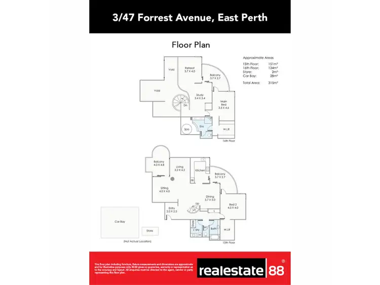 Floorplan of Homely apartment listing, 3/47 Forrest Avenue, East Perth WA 6004