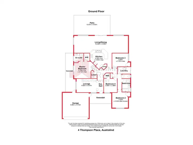 Floorplan of Homely house listing, 4 Thompson Place, Australind WA 6233