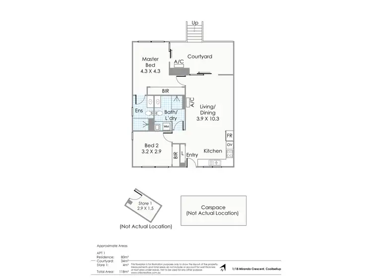 Floorplan of Homely apartment listing, 1, 18 Miranda Crescent, Coolbellup WA 6163