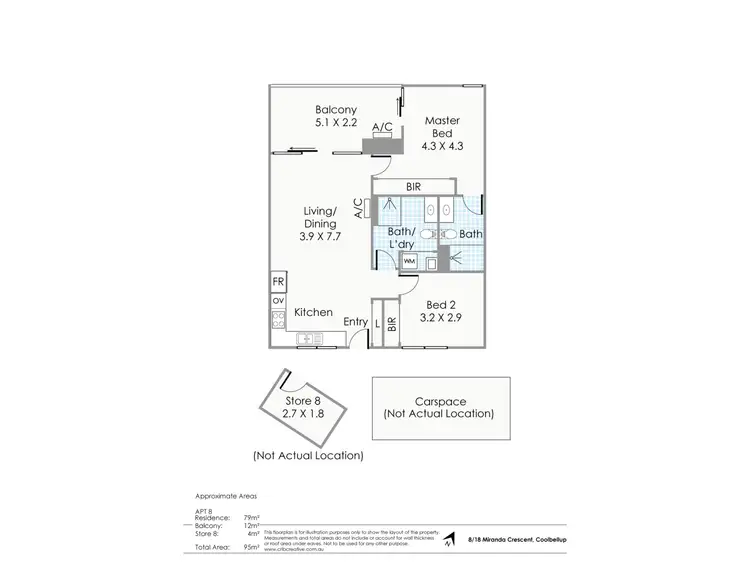 Floorplan of Homely apartment listing, 8, 18 Miranda Crescent, Coolbellup WA 6163