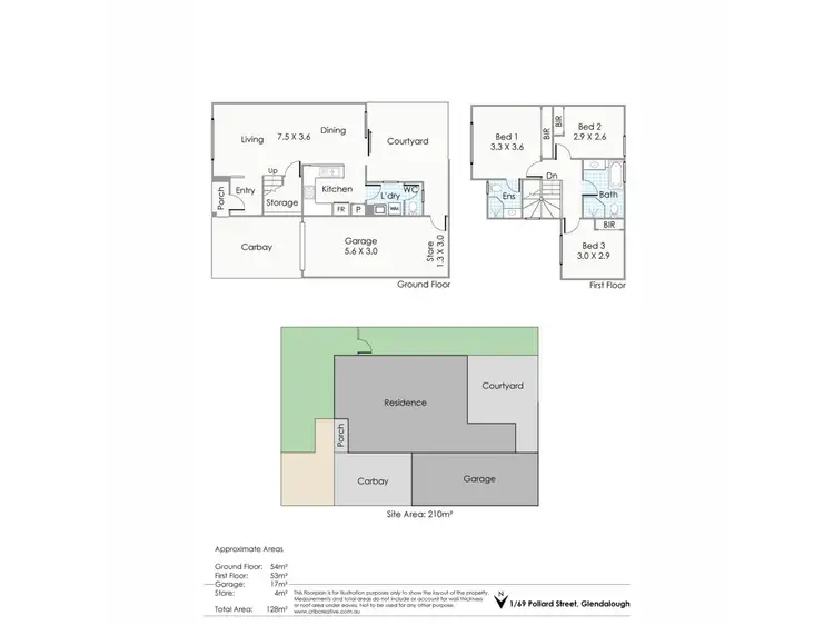Floorplan of Homely townhouse listing, 1/69 Pollard Street, Glendalough WA 6016