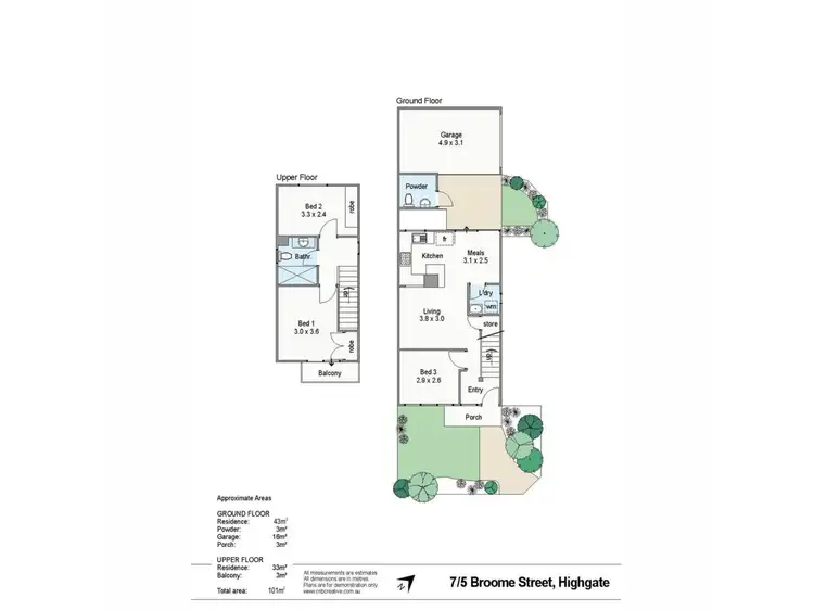Floorplan of Homely townhouse listing, 7/5 Broome Street, Highgate WA 6003