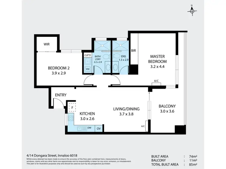 Floorplan of Homely apartment listing, 4/14 Dongara Street, Innaloo WA 6018