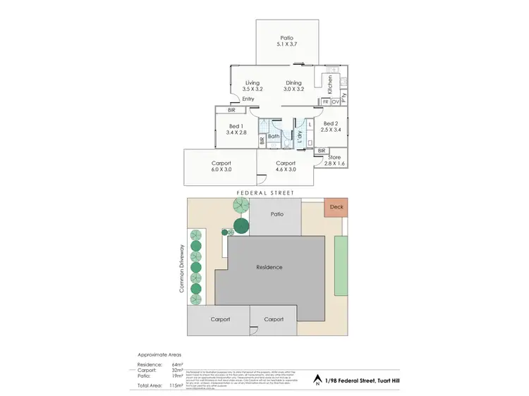 Floorplan of Homely unit listing, 1/98 Federal Street, Tuart Hill WA 6060